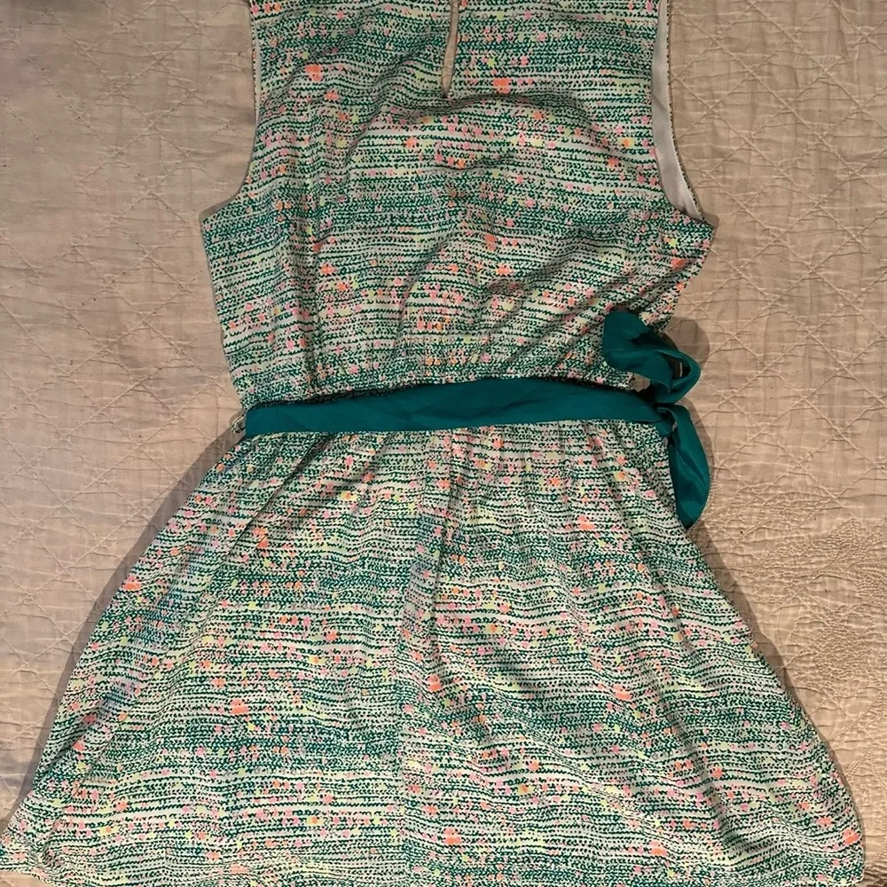 Pink Owl- Teal and Pink women’s Dress with bow- Size- large- like new! - Picture 5 of 8